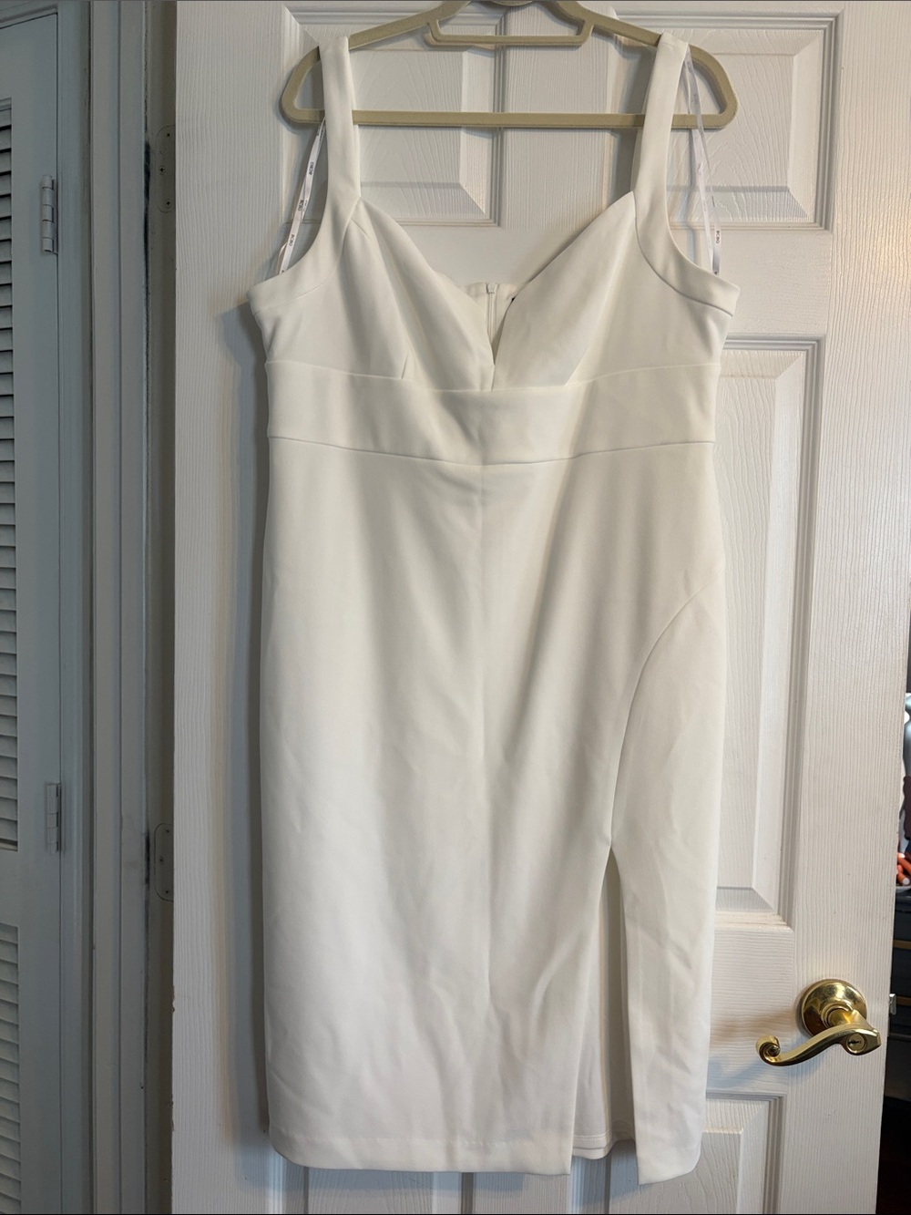 BCBG Ivory Midi Sheath Dress with Sweetheart Neckline